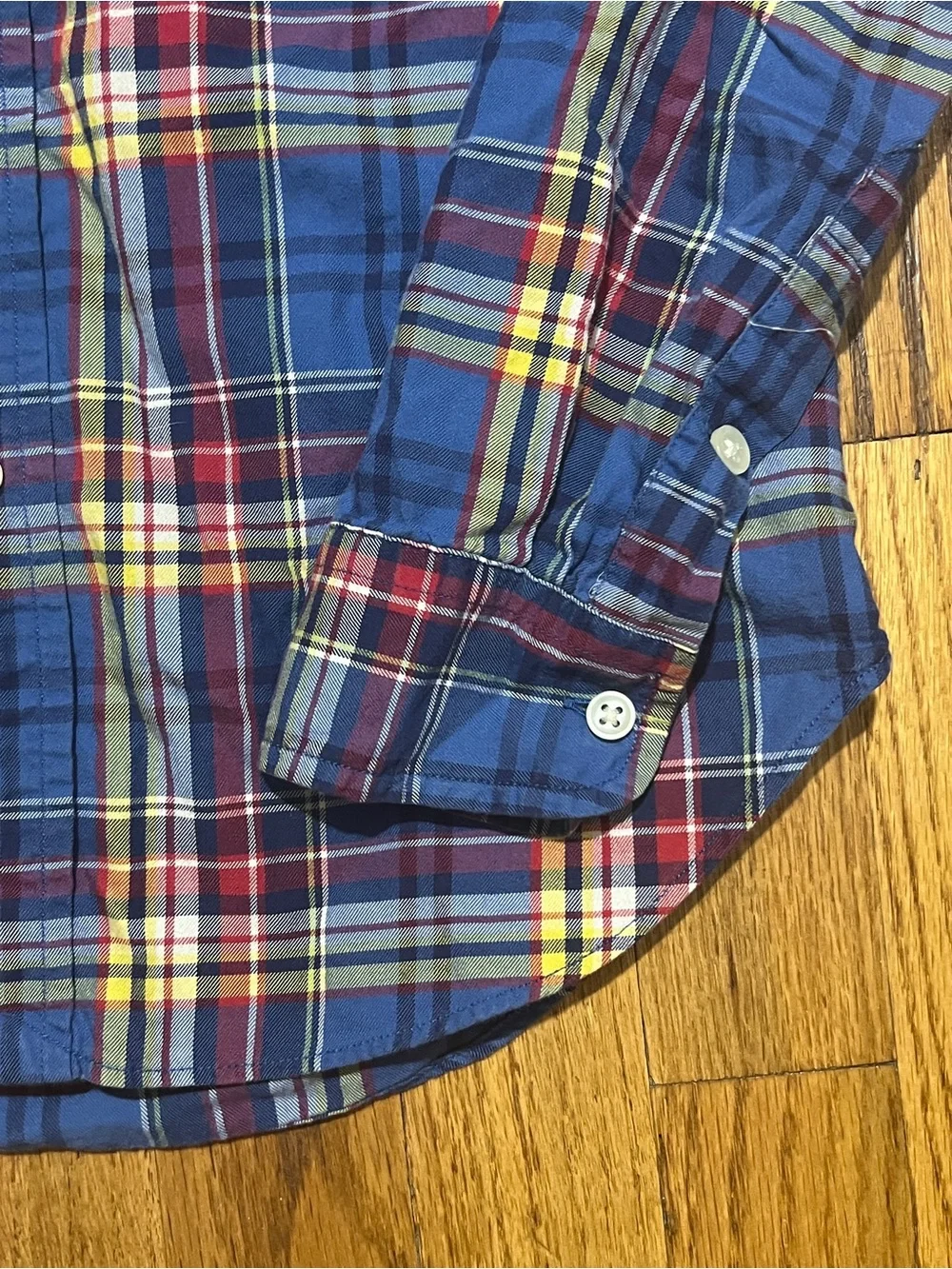 Ralph Lauren Boys Size S Blue Plaid Button-Down Cotton Long Sleeve Pony Preppy